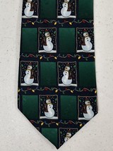 Hallmark Yule Tie Greetings Neck Tie Snowman Christmas Lights Green Multi - £4.73 GBP