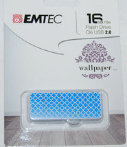 Emtec 16 GB Flash Drive USB 2.0 Wallpaper Blue NEW - $11.99