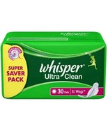 Whisper Ultra Clean Sanitary Pads (30 Count) XL | Free Shipping - $24.50 CAD