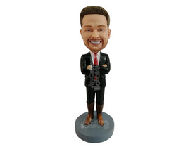 Custom Bobblehead Good looking cowboy coorporat man, ready to roll with crossed  - £71.14 GBP