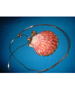 Vintage Jewelry Gold Dipped Shell Pendant Necklace - £12.01 GBP