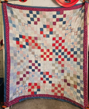 Unique Antique patchwork Quilt Hand Stitched Sewn - $307.27