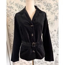 Vtg Columbia River Resort Jacket Black Velvet Soft Lined w Belted Waist ... - $23.47