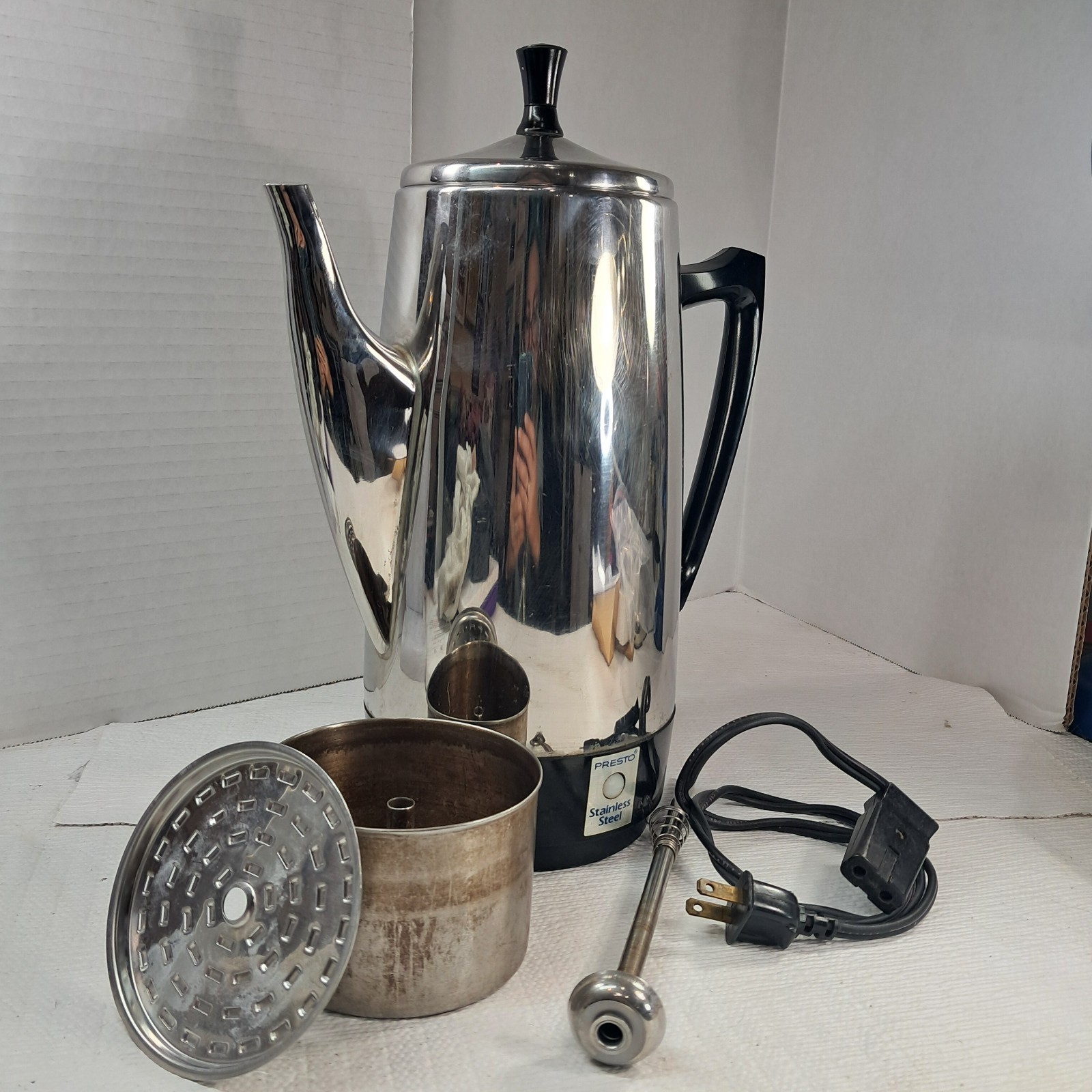 Vintage Presto Stainless Steel 2-12 Cup Percolator Coffee Pot Model 0281... - $35.00