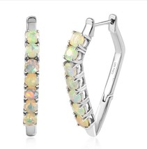 Natural Opal Hoop Earring, Designer Latch Back Earring, Minimalist Jewelry - £103.66 GBP