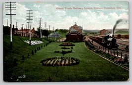 Hamilton Ontario Grand Trunk Railway System Depot Railroad Station Postcard K25  - £10.92 GBP