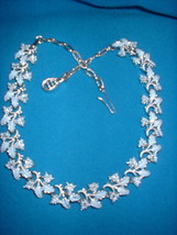 Vintage Jewelry Blue Enamel Leaf Necklace - $14.99