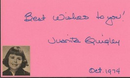 Juanita Quigley Signed Vintage 3x5 Index Card JSA  - £79.12 GBP