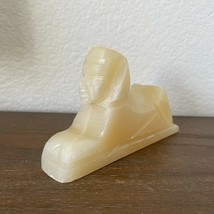 Vintage Egyptian Revival Carved Alabaster Sphinx Paperweight Sculpture S... - $35.00