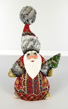 7&quot; Russian Carved Santa Claus Red Figure w Tree LG Hat Hand Made Christmas 433 - £35.35 GBP