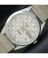 REFURBISHED SEIKO 5 AUTOMATIC MENS WATCH JAPAN MADE WHITE DIAL CUSTOM a4... - $44.99