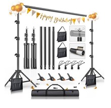 Photo Background Support System with 8.5 x 10ft Backdrop Stand Kit, NEW - $15.92