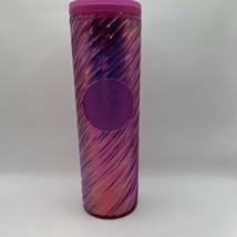 Starbucks 2022 Christmas Holiday Sangria Pink Spiral Textured Tumbler 16... - $11.73