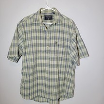 American Eagle Outfitters Button Up Shirt Mens M Short Sleeve Green Striped - £10.40 GBP