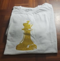 Shirt Men Chess Piece Glitter Gold Design White Shirt New With TAG size 3 X - $29.00