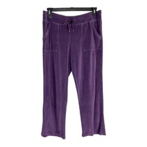 Danskin Womens Pants Adult Size Large 12/14 Purple Velour Tie Waist Pockets - $22.34