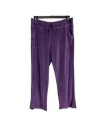 Danskin Womens Pants Adult Size Large 12/14 Purple Velour Tie Waist Pockets - £17.56 GBP