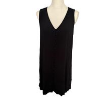 Madewell Dress Womens Medium Black V Neck Sleeveless Button Front Shift ... - $23.74