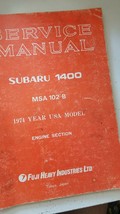 1974  Subaru 1400 MSA 102 B Year USA Model Service Manual Engine Section - $30.00