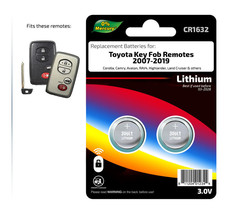 KEY FOB REMOTE ENTRY Batteries (2) for 2007-2019 TOYOTA - CR1632 - FREE S/H - £3.86 GBP