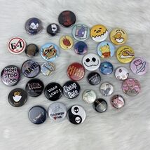 Pin Back Buttons Lot of 34 Pop Culture Humor Horror 1 Inch And 1.5 Inch  - $30.33