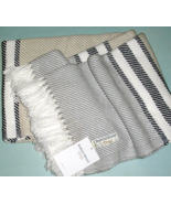 Brahms Mount Allagash USA Cotton Knit Throw Diagonal Stripe Grey/Navy/Oy... - £138.32 GBP