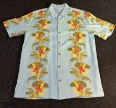 Tommy Bahama Shirt Men&#39;s Size Medium Blue Hawaiian Floral Geometric 100%... - £18.15 GBP