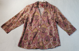 212 Collection Shirt Women Medium Multi Paisley Long Sleeve Collared Button Down - £10.91 GBP