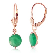 3.3 Carat 14K Rose Gold Leverback Gemstone Earrings Natural Emerald Jewelry - $511.15