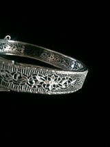 Vintage 20s J.H. Peckham rhodium plated filigree bracelet with buckle detail image 4