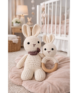 Neutral Crochet Bunny Baby Gift Toy - $44.99