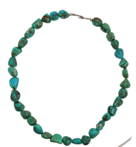 Natural Turquoise Necklace Untreated Turquoise Nugget Necklace Chain Beaded - £194.18 GBP