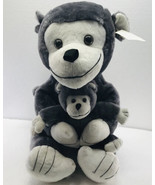 2004 Best Toy Gray Mommy Monkey and Baby Large Plush Stuffed Animal 18in - £11.20 GBP