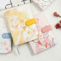 Cute Girl PU Leather Cover Journals Notebook Illustration Paper Writing ... - £18.75 GBP