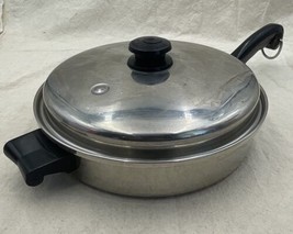 Saladmaster 11 Inch Skillet Saute Pan 18-8 Tri Clad Stainless Steel With Lid USA - £68.05 GBP