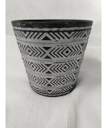 Clay Planter Pot Candle Holder Vase Black W/White design.  5&quot; x 5&quot;  - £8.17 GBP
