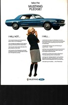 1967 67 Ford MUSTANG coupe large magazine color car ad- &quot;Take the Pledge... - £20.69 GBP