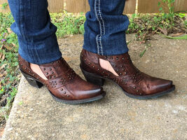 Lane Boots "Summer Studs" Brown Leather Ankle Boot~Boho Style~Heel Zipper - $375.00