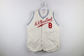Vintage 50s Mens 42 Distressed Chain Stitch Sleeveless Baseball Jersey White USA - £154.61 GBP