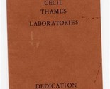 Dedication Booklet Francis Cecil Thames Laboratories US Naval Propellant... - £21.96 GBP