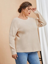 SHEIN Split Hem Drop Shoulder Color Apricot Sweater Plus Size 2XL NEW W TAG - £27.52 GBP