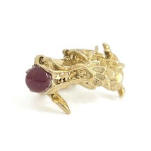 Vintage 1940&#39;s Cabochon Ruby Dragon Alligator Ring 14K Yellow Gold, 9.64... - £1,405.73 GBP