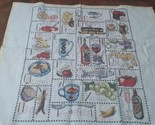 COMPLETED Cross Stitch Sampler, ABC&#39;s of Cooking Food Theme Wine Fish Co... - $29.10