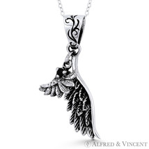 Guardian Angel / Eagle Wing Double-Feather Oxidized .925 Sterling Silver Pendant - £25.90 GBP+