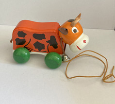 Walter Western Germany Orange Cow Pull Toy - $50.00