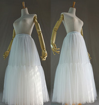 A-line White Layered Tulle Skirt Women Custom Plus Size Dot Fluffy Tulle Tutu Sk image 3