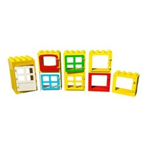 8 Duplo Door / Window Frames 2x4x3 Flat Front Surface Red Blue Yellow White - $9.89