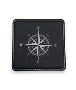 Coaster - Compass Rose - SET OF 2 - Leather or Stitched Cork (Dark Brown/Black) - $16.65