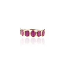 Solid 9K Yellow Gold Ring, Natural Ruby Rings, Gemstone Gold Ring, Eternity Band - £258.97 GBP