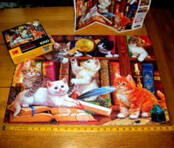Jigsaw Puzzle 1000 Pieces Seven Kittens Having Fun Library Mischief Comp... - £10.84 GBP